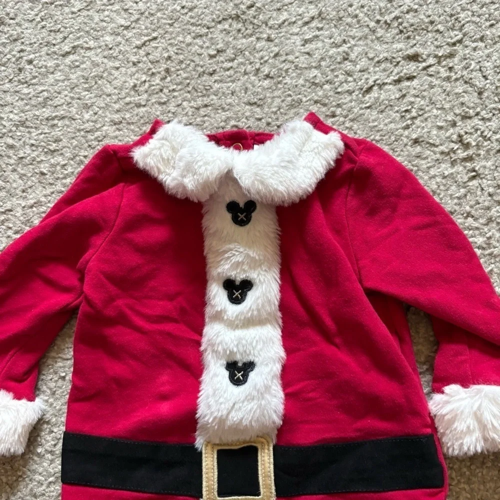 Disney Baby Santa Clause Mickey Mouse Outfit 9-12 mos Red White Christmas Pants